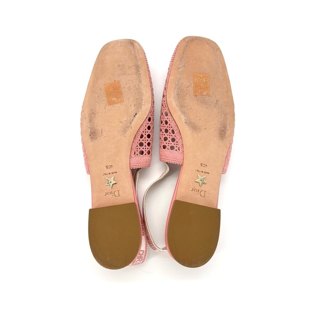 Dior & Moi Cannage Mesh Pink Bow Logo Slingback Flats Sandals 40.5 - Picture 8 of 10